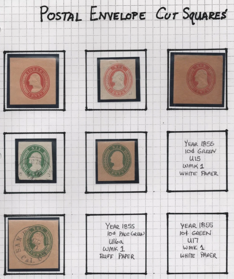 US 1850s-1860s COLLECTION OF 32 POSTAL STARTIONERY CUT SQUARES MINT & USED - Image 2 of 4