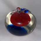 Vintage Alfredo Barbini Murano Art Glass Sommerso Orange Blue Gold Apple