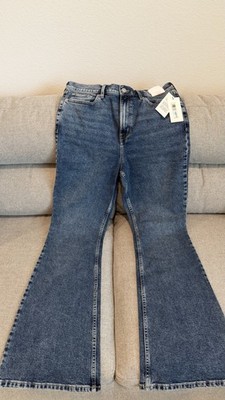 Dickies Juniors Flare Jeans Blue Medium Wash Stretch Denim 5-Pocket Mid Rise