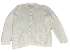 VTG Cardigan Sweater M No Tag See Pics Cream Granny 60s Mod MCM Bubble Knit