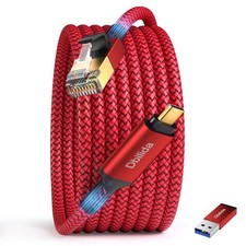 USB to Ethernet Cable 15 FT - 2 in 1, USB A/to RJ45 Cable, 1Gbps Braided Ethe...