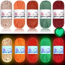 5 Rolls Glow in The Dark Yarn Luminous Crochet Yarn for Crocheting DIY Knitti...