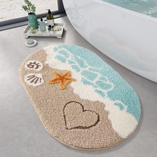 Soft and Absorbent Beach Bathroom Rug, Non-Slip Backing, Ideal for Bathroom, ...