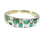 Ring 585 Gelbgold 020ct. Smaragd 010ct Diamanten 55 / 17,5 mm änderbar 2,4g