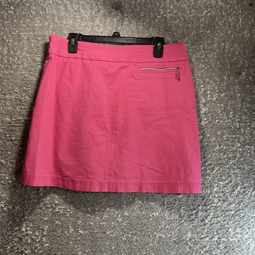 Jamie Sadock Pink Pull On Skort Skirt Size 14 Colorful Preppy Zip Pockets READ - Picture 2 of 11