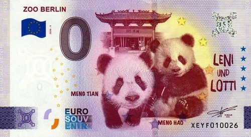 Zero Euro Note - 0 Euro Note - Zoo Berlin - Leni and Lotti 2026-5 - Silver
