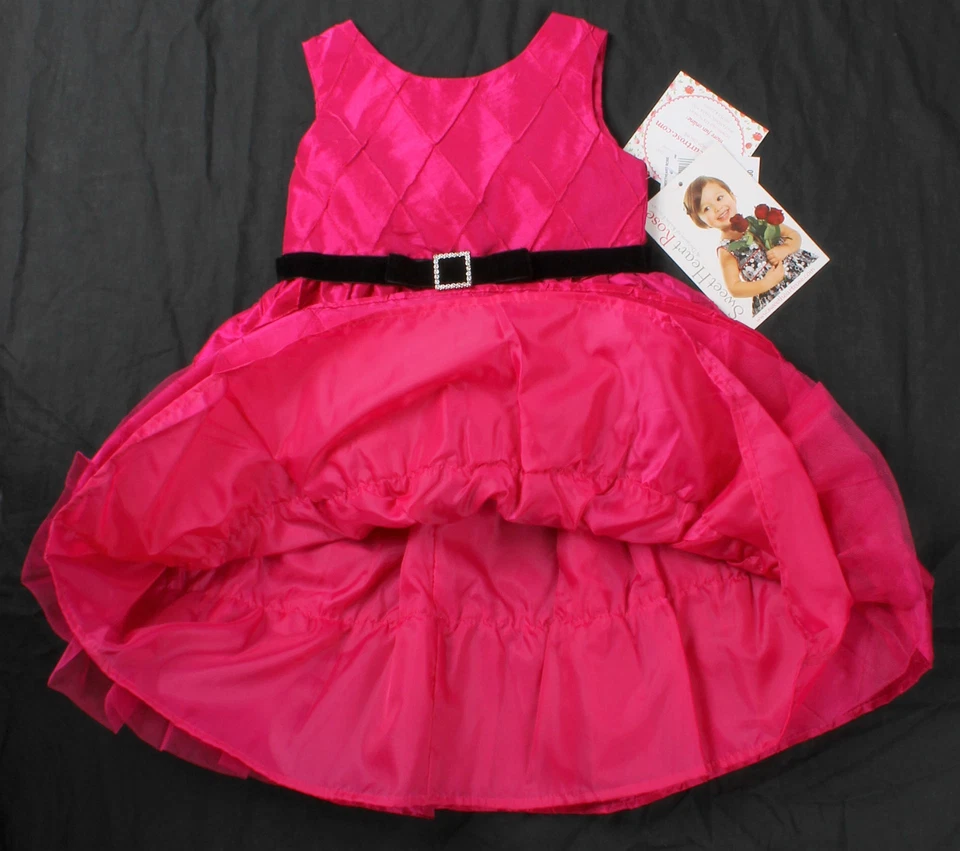 NUEVO CON ETIQUETAS Niñas Talla 4 5 Rosa Brillante Magenta Navidad Vestido de Vacaciones Sweetheart Rose Foto 2 de 4