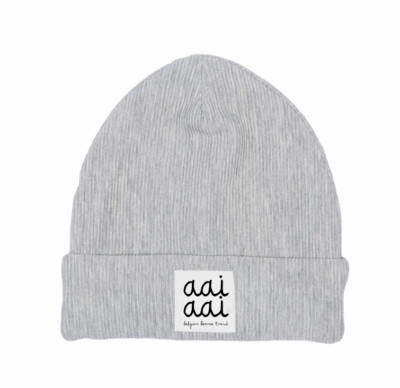 aai aai - RIB Beanie - grey 3 bis 6 Monate