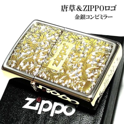 Zippo Oil Lighter Arabesque Silver Gold Side Gold Logo Regular Case japan