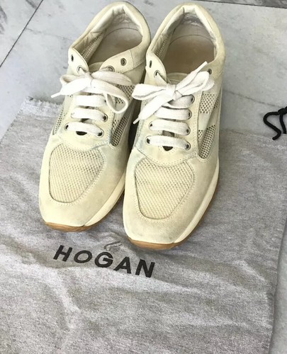 HOGAN Interactive Pelle Scamosciata Piattaforma Scarpe Da Ginnastica in  Pelle Avorio Taglia US 7 | eBay