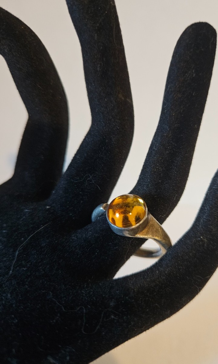 Vintage Versani Ring w/ Orange Accent 925 Sterling Silver Size 7.5