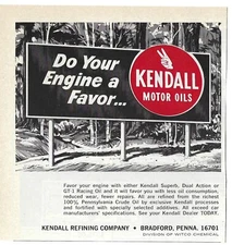 1967 Kendall Motor Oils Do Your Engine a Favor… Grade Vintage Magazine Print Ad