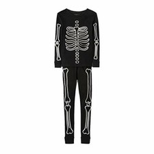 Boy's Black Glow-in-The-Dark Halloween Skeleton Pajama Set