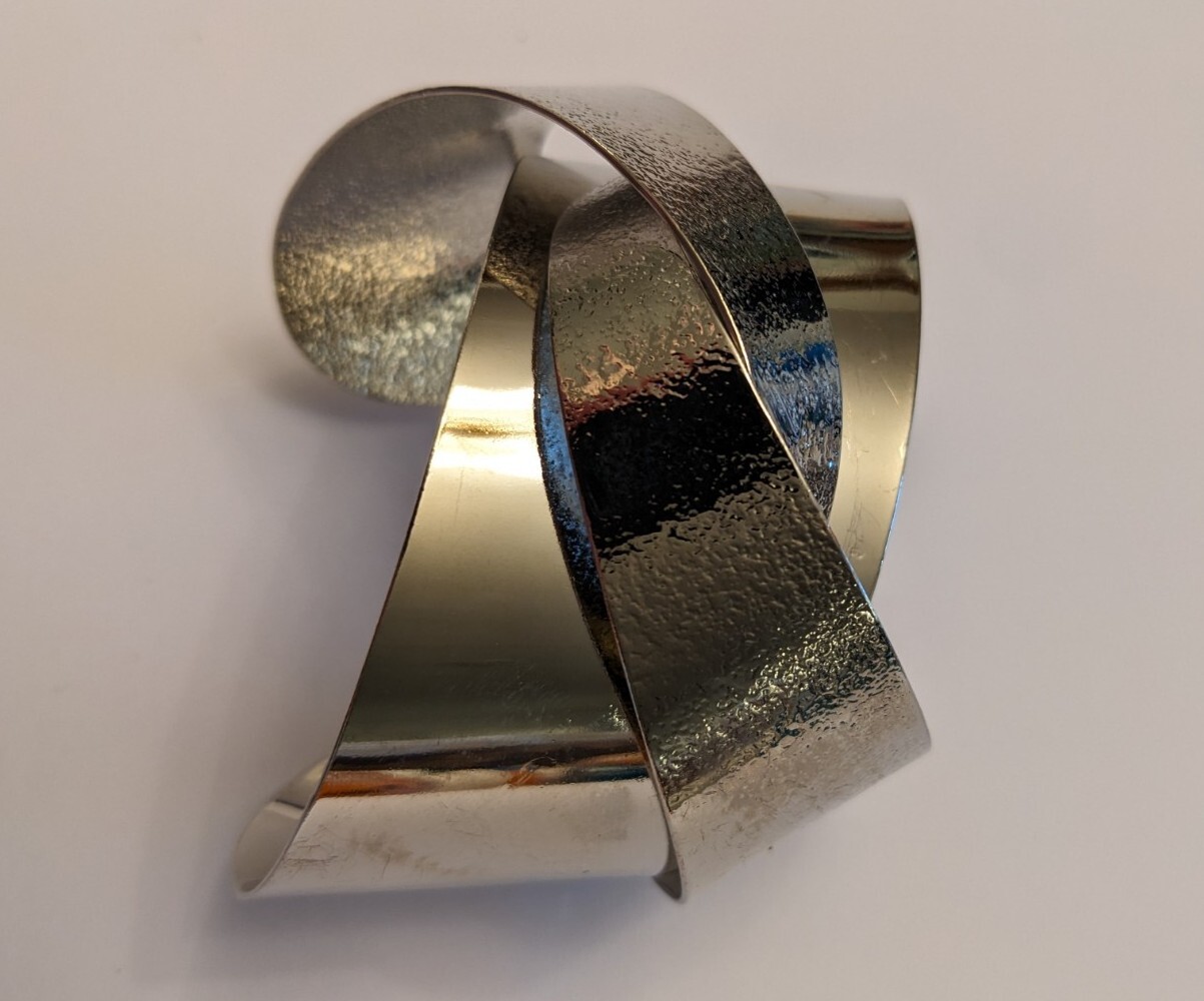 Big Silver tone Cuff Bracelet Statement Jewelry C… - image 3