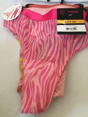 No Boundaries 3 Pairs Banded Thong Panties Women Junior  L,XL,XXXL