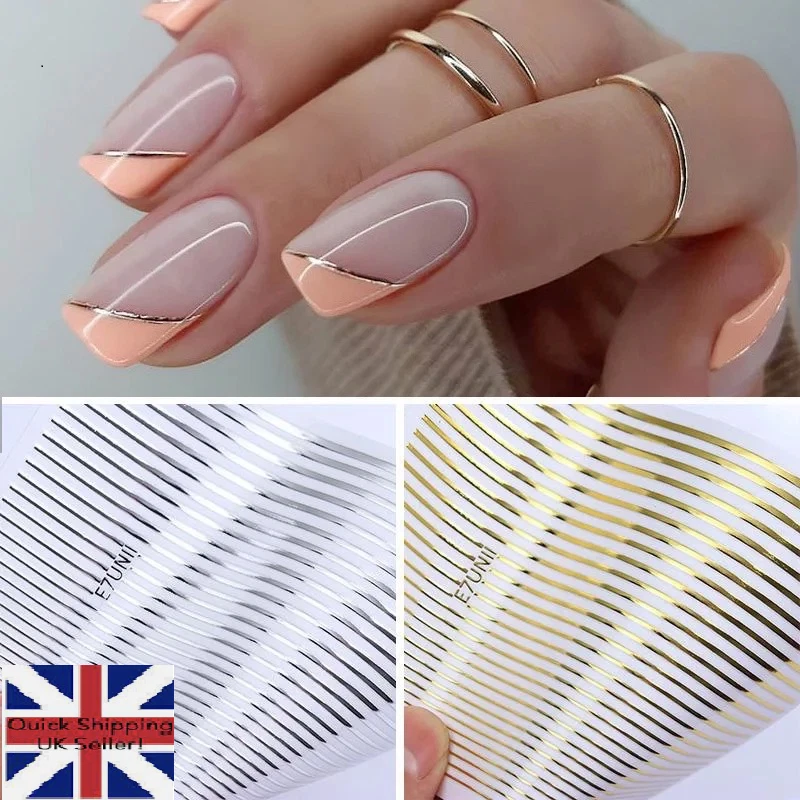 Amazon.com: French Line Nail Stickers, 3D Self-Adhesive French Nail Decals  Wave Stripe Lines V Shape Nail Design for Manicure DIY Nail Decoration  (8Sheets) : Beauty & Personal Care