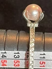 vintage Pink Pearl Sterling silver Ring 6.8 mm pearl 925 silver  6 Claw prong