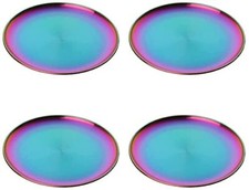 Set di 4 piatti in acciaio inox arcobaleno, 23 cm