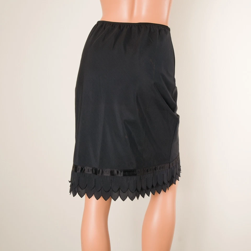 💖 Falda de Colección Años 50 Talla JR 9 Negra Media Deslizante Mezcla de Algodón Panel de Sombra Cinta Foto 3 de 4