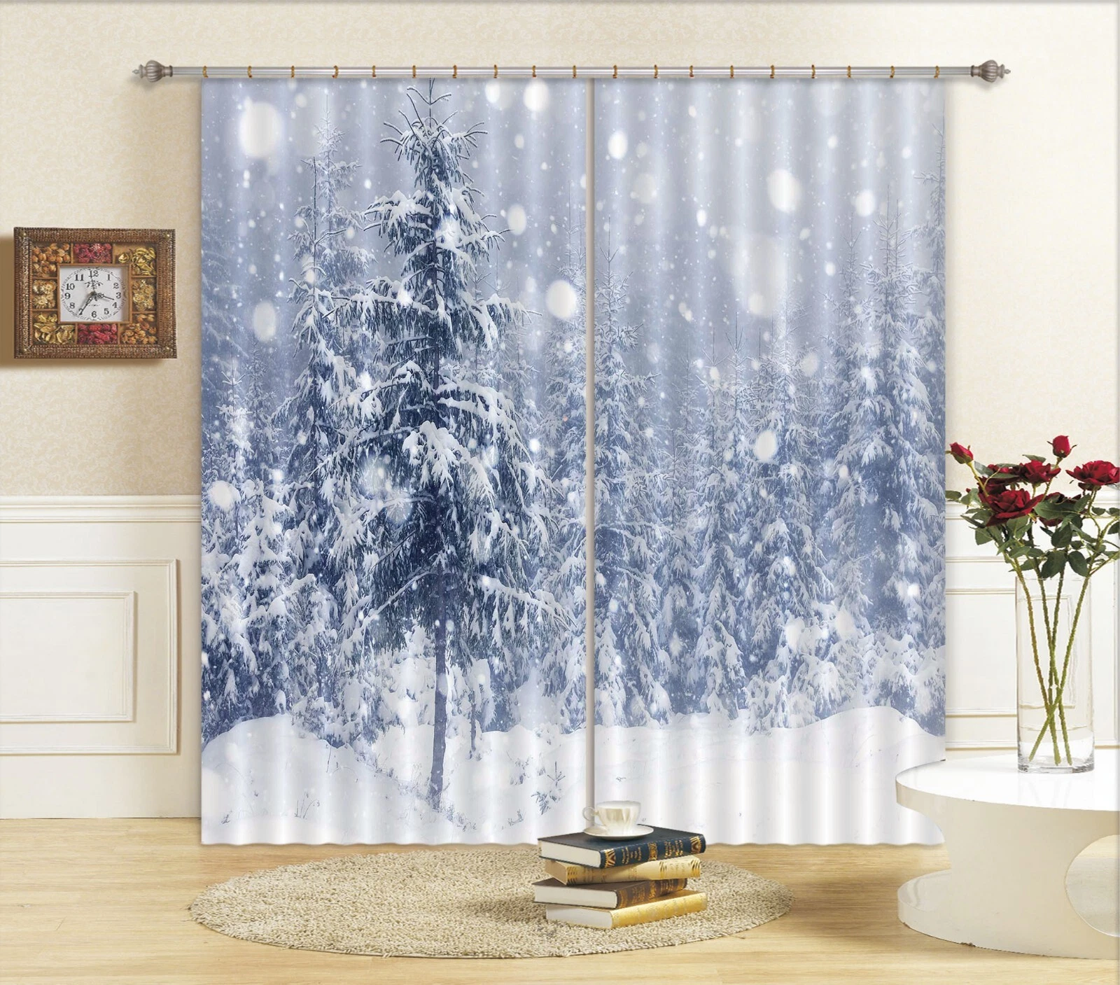 3D Snow Forest ZHUB854 Photo Curtain Window Blockout Fabric Amy 2023