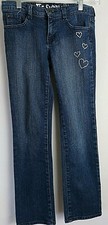 Crazy 8 The Skinny Girls Jeans Bling Hearts Adjustable Waist Blue Size 10  8562