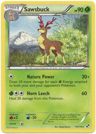 Pokemon Black & White  14/114 Sawsbuck Rare Card