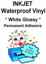 INKJET Waterproof PERMANENT Adhesive Decal Vinyl - 10 Sheets - GLOSSY WHITE