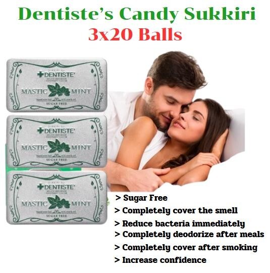 3X Sukkiri Dentiste Love Menta Ambientador Menta Sin Azúcar Masilla Aceite 20 Bolas