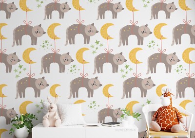 3D Cute Sleeping Cat Moon Wallpaper Wall Mural Peel and Stick Wallpaper 808