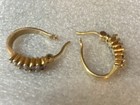 PAJ BB Signed Diamond Chip Purple Glass Goldtone 3/4" Hoop Click Top Earrings — photo 4