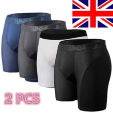 2PCS Men Boxer Underwear Smooth Tagless Shorts Breathable Compression Briefs