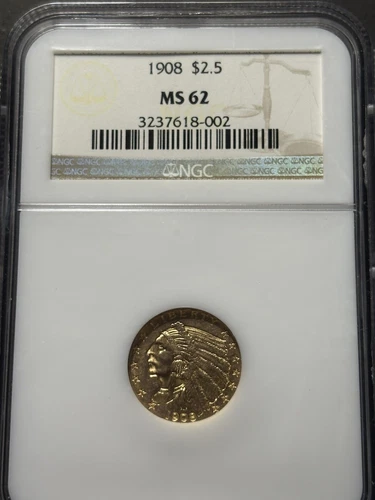 1908 $2.50 Indian Quarter Eagle NGC MS62