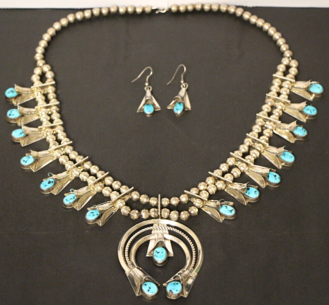 Native American Frank Yazzie Squash Blossom Turquoise Sterling