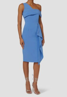 $220 Lavish Alice Women's Blue Asymmetrical Pleated Side Drape Dress Size 8 | eBay $220 Lavish Alice Women's Blue Asymmetrical Pleated Side Drape Dress Size 8 | eBay