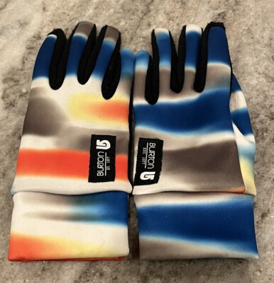 Womens Burton Touch N' Go Gloves Liners XS Rainbow FUN Skiing Snowboarding Girls