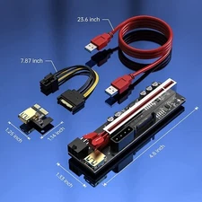 PCI-E GPU Riser Express Cable with 5 Solid Capacitors,Marque Light,16X to 1X Bit