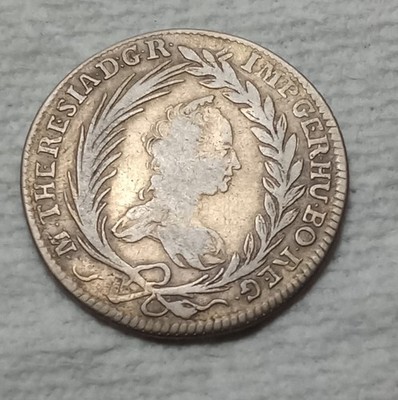 Austria Silver Coin Maria Theresa 20 Double-Headed Eagle Latin Inscription
