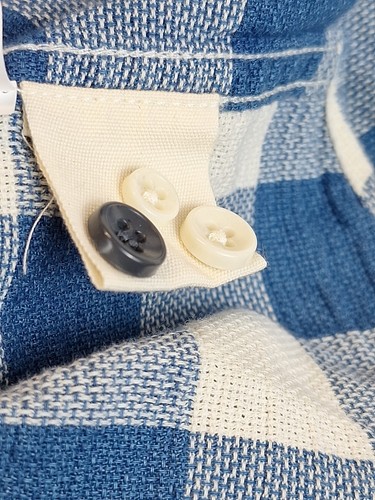 Taylor Stitch Camicia Uomo Cotone Organico Blu Gingham Check Taglia 44 (L-XL) - Foto 10 di 10