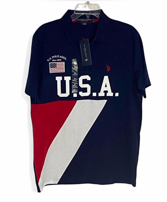 U.S. Polo Assn. Men's Navy Colorblock USA Logo Short Sleeve Polo Shirt M