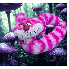 Disney Parks Cheshire Cat Long 42" Tail Plush Alice in Wonderland Pink Boa