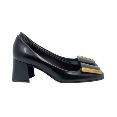 Roberto Festa Black Brushed Leather Heels Thick 6 CM Art. Clory