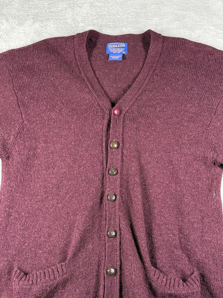 Vintage Pendleton Cardigan Sweater Mens Large Red Shetland Wool Grandpa VTG - Image 2 of 4