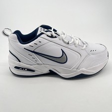 Nike Air Monarch IV Mens Size 10 4E White Blue Athletic Leather Shoes Sneakers