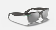 Ray-Ban Justin RB4165 Matte Grey Square Sunglasses Silver Mirror Polarized 54mm