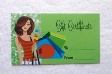 250 SMALL GIFT CERTIFICATES For Your Shop   2" X 3.5" With 250 White Envelopes