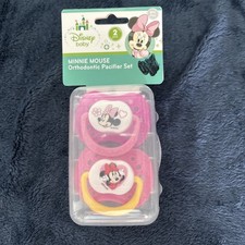 NIP Disney Baby Minnie Mouse Pacifiers 2 With Cover Pink
