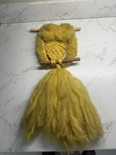 Vintage Macrame Owl Hanging Boho Chic Folk Wall Art 1970  s Wooden Fluffy 21  