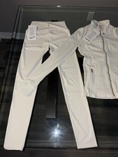 Lululemon Women's White Slim Fit Tracksuit Set Jacket  Pants Size 4 Stretch