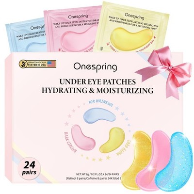Eye Masks (24 Pairs) - Gifts for Her - Caffeine, 24K Gold and Retinol Under... 