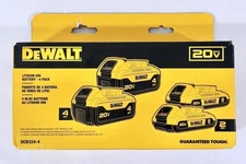 DeWalt DCB324-4 20V MAX Lithium-Ion Battery 4-Pack - 2x 4.0Ah & 2x 2.0Ah